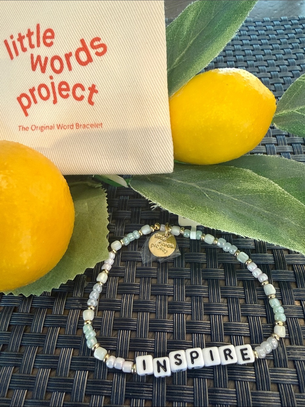 Little Words Project Inspire Beaded Bracelet - Light Blue & White